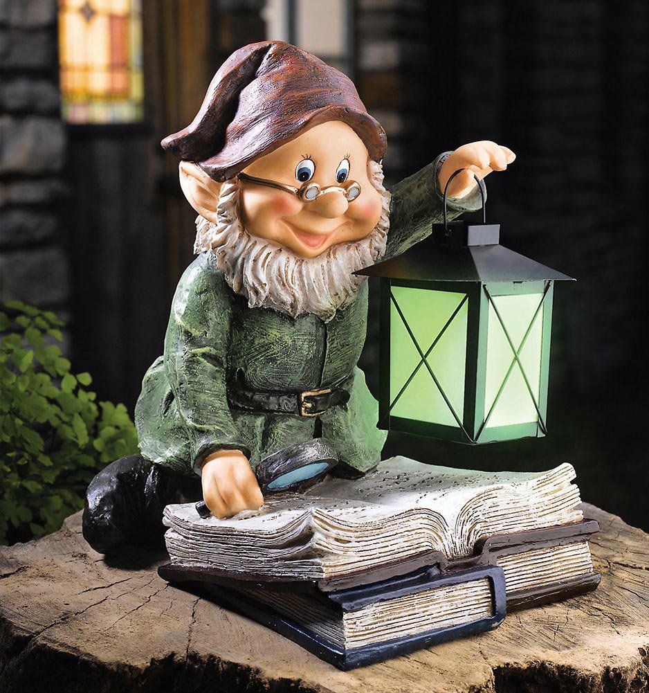 Glowing Lantern Storybook Gnome Yard Garden Decor