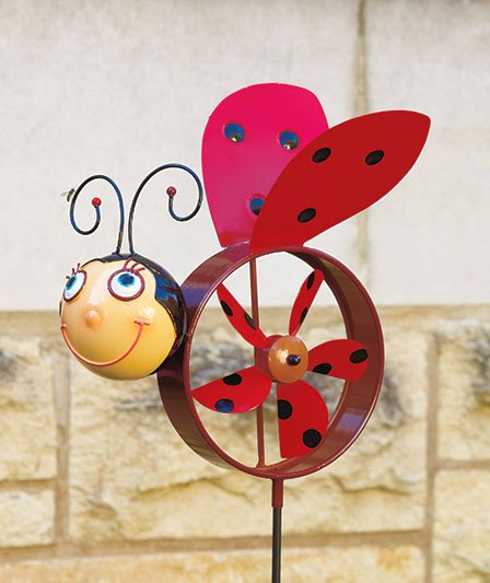 Ladybug Windmill Spinner Garden Stake