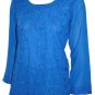 Scoop neck full sleeve thigh length thread embroidered crepe tunic