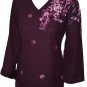 V neck full sleeve thigh length thread embroidered cotton tunic