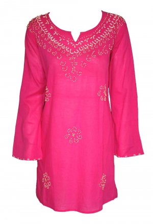 Split neck Full Sleeve Beads n sequins embellished Cotton tunic