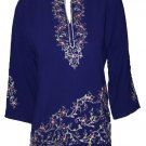 Mandarin collar Full Sleeve thread embroidered Crepe tunic