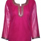 Scoop neck Full Sleeve stones n sequins embellished Cotton tunic
