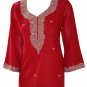 Pointed U neck Full Sleeve thread embroidered Crepe tunic