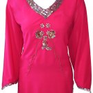 V neck Full Sleeve stones n sequins embellished Crepe tunic