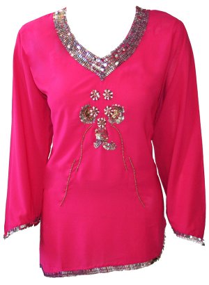 V neck Full Sleeve stones n sequins embellished Crepe tunic