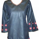 V neck full sleeve stones n sequins embellished silk cotton tunic