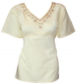 V neck stones n sequins embellished silk cotton tunic