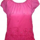 Wide scoop neck thread embroidery n sequins embellished Cotton tunic