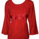 wide scoop neck thread embroidery n sequins embellished Cotton tunic