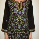 Casual poly viscose Dress for women with floral thread embroidery
