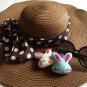 Classical XL Wide Brim Floppy Sun Hat Summer Beach (Chocolate) with free Ribbon + free ship