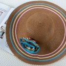 Chocolate Hot Women Flower Brim Floppy Fold Beach / Sun Hat Wide Brim Floppy Summer + free ship