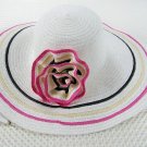 Hot Women Flower Brim Floppy Fold Beach / Sun Hat Wide Brim Floppy Summer (WHITE)+ free ship