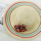 khaki Hot Women Flower Brim Floppy Fold Beach / Sun Hat Wide Brim Floppy Summer + free ship