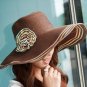 Chocolate Hot Women Flower Brim Floppy Fold Beach / Sun Hat Wide Brim Floppy Summer + free ship