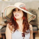 khaki Hot Women Flower Brim Floppy Fold Beach / Sun Hat Wide Brim Floppy Summer + free ship