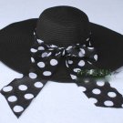 Classical HOT  (black)  XL Wide Brim Floppy Sun Hat Summer Beach with free Ribbon + free ship