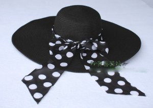Classical HOT  (black)  XL Wide Brim Floppy Sun Hat Summer Beach with free Ribbon + free ship