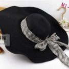 Classical XL Wide Brim Floppy Sun Hat Summer Beach (black) with free Ribbon + free ship