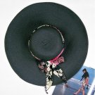 Classical Fashion XL Wide Brim Floppy Sun Hat Summer Beach (black) with free Ribbon + free ship