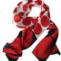 Top Quality Black Red White Circle Long Silk Scarf-BNWT