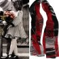 Beautiful Black&Red Stripe Ladies Long Pure Silk Scarf