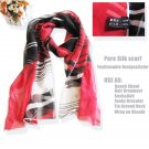 Beautiful Black&Red Stripe Ladies Long Pure Silk Scarf