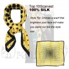 Polka Dot Large Square Twill Silk Scarf, Sunny Yellow