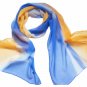 Sexy Yellow Dark/Light Blue Three-tone Long Silk Scarf