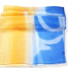 Sexy Yellow Dark/Light Blue Three-tone Long Silk Scarf