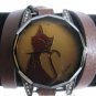 Handmade Leather Wrap Bracelet Watch with a lovely pattern WORLDWIDE FREE SHIPPING
