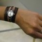 Handmade Leather Wrap Bracelet Watch with a lovely pattern WORLDWIDE FREE SHIPPING