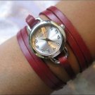 Handmade Leather Wrap Bracelet Watch with a lovely pattern WORLDWIDE FREE SHIPPING
