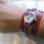 Handmade Leather Wrap Bracelet Watch with a lovely pattern WORLDWIDE FREE SHIPPING
