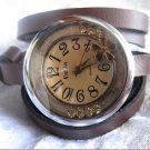 Handmade Leather Wrap Bracelet Watch with a lovely pattern WORLDWIDE FREE SHIPPING