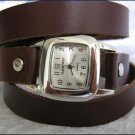Handmade Leather Wrap Bracelet Watch with a lovely pattern WORLDWIDE FREE SHIPPING