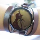 Handmade Leather Wrap Bracelet Watch with a lovely pattern WORLDWIDE FREE SHIPPING