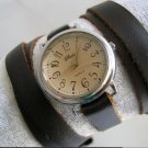 Handmade Leather Wrap Bracelet Watch with a lovely pattern WORLDWIDE FREE SHIPPING