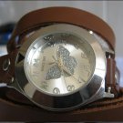 Handmade Leather Wrap Bracelet Watch with a lovely pattern WORLDWIDE FREE SHIPPING