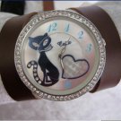 Handmade Leather Wrap Bracelet Watch with a lovely pattern WORLDWIDE FREE SHIPPING