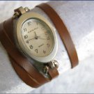 Handmade Leather Wrap Bracelet Watch with a lovely pattern WORLDWIDE FREE SHIPPING