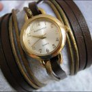 Handmade Leather Wrap Bracelet Watch with a lovely pattern WORLDWIDE FREE SHIPPING