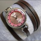 Handmade Leather Wrap Bracelet Watch with a lovely pattern WORLDWIDE FREE SHIPPING