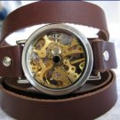 Handmade Skeleton Leather Wrap Bracelet Watch with a lovely pattern WORLDWIDE FREE SHIPPING