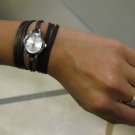 Handmade Leather Wrap Bracelet Watch with a lovely pattern WORLDWIDE FREE SHIPPING