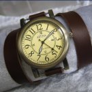 Handmade Leather Wrap Bracelet Watch with a lovely pattern WORLDWIDE FREE SHIPPING