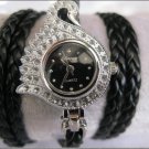 Handmade Leather Wrap Bracelet Watch with a lovely pattern WORLDWIDE FREE SHIPPING