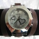 Handmade Leather Wrap Bracelet Watch with a lovely pattern WORLDWIDE FREE SHIPPING