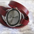 Handmade Leather Wrap Bracelet Watch with a lovely pattern WORLDWIDE FREE SHIPPING